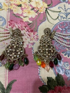 Multicolor Crystal Drop Statement Earrings with Sahara - Women's Jewelry